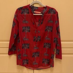 Vilagallo Red Tropical Print Blouse